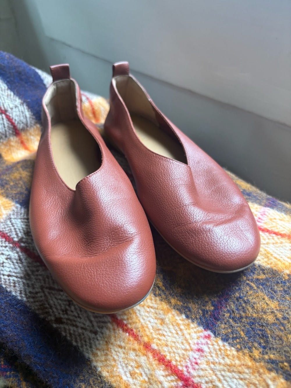 Everlane Pebbled Leather Day Glove Flats in Toasted Almond - Picture 4 of 6